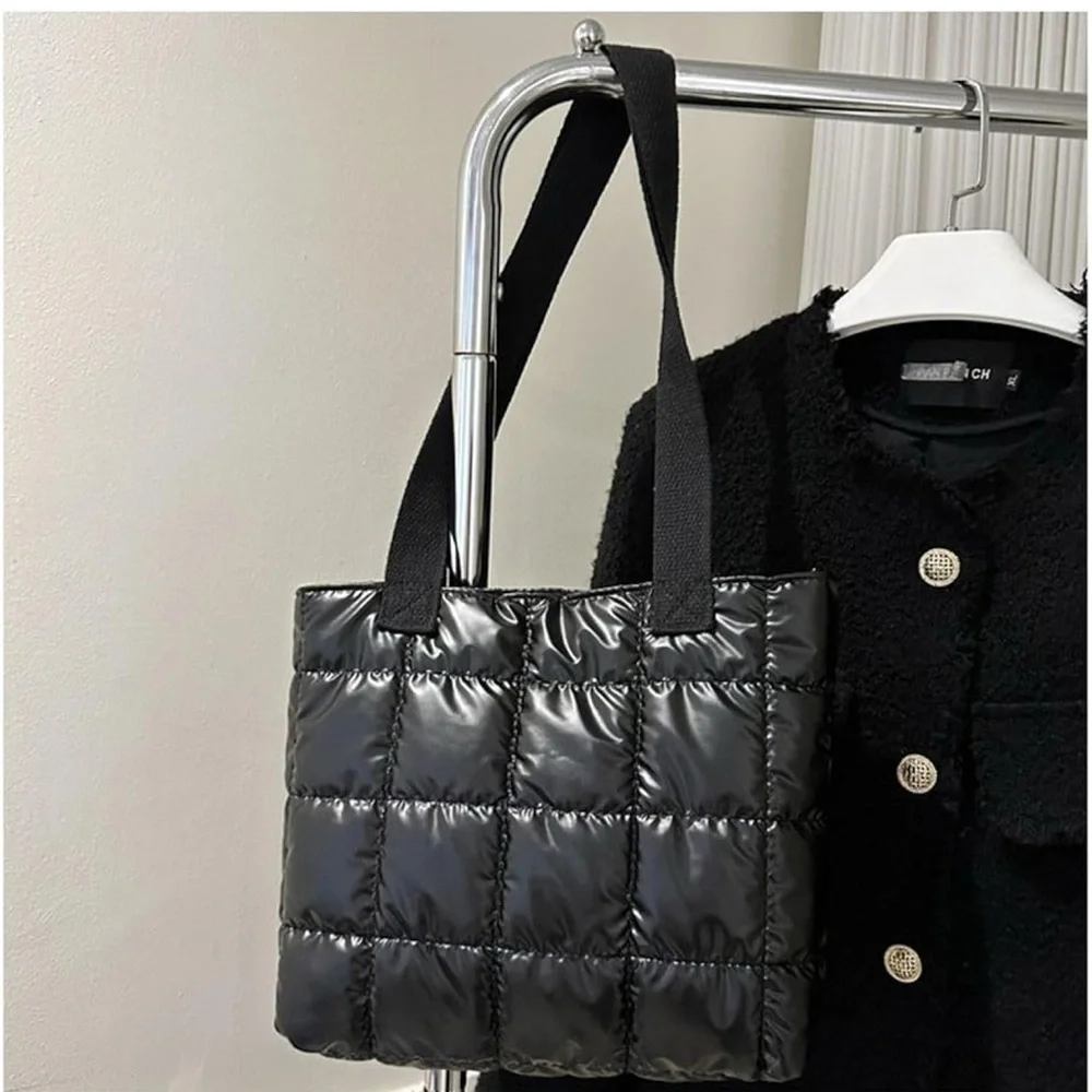 Black Quilted Tote Bag - Picture 2 of 5